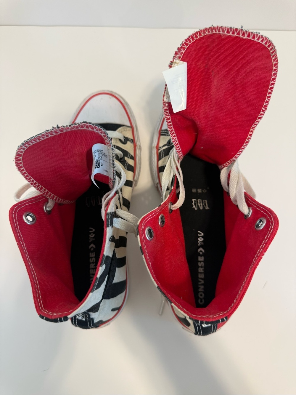 Converse Custom High-Top Sneakers in Red and Black-White Zebra Dawg Casual 7.5 - Picture 6 of 7